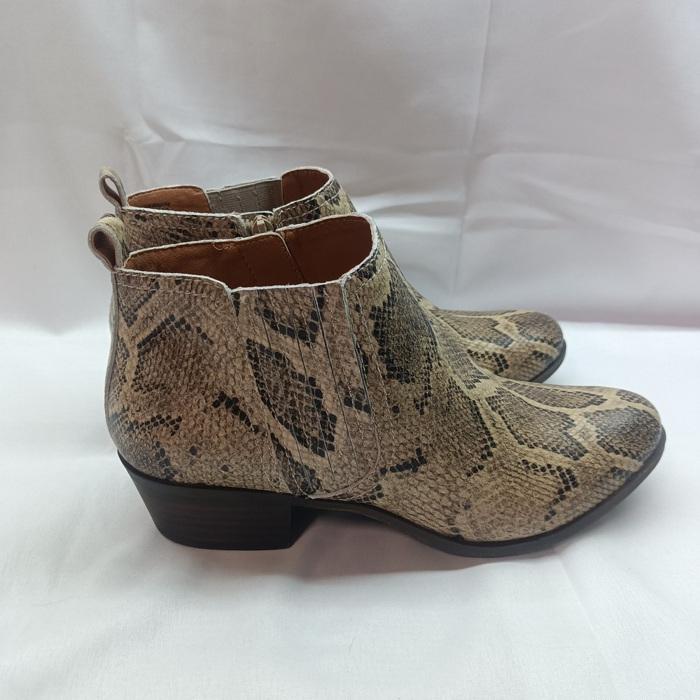 Lucky Brand Leather Snake Print Zipper Ankle Booties Womens 9M Casual Boots - Picture 5 of 7